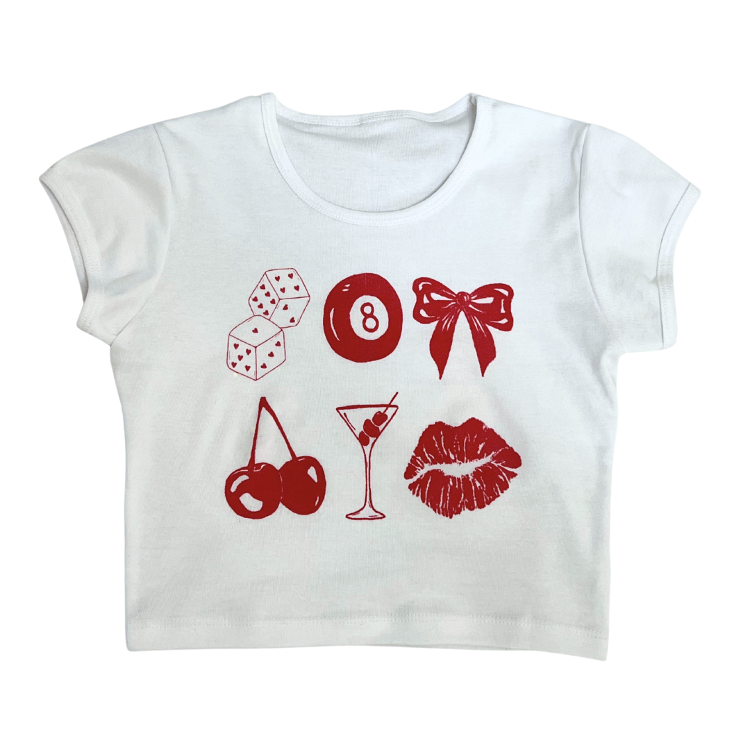 Lucky Baby Tee- Cherry Red