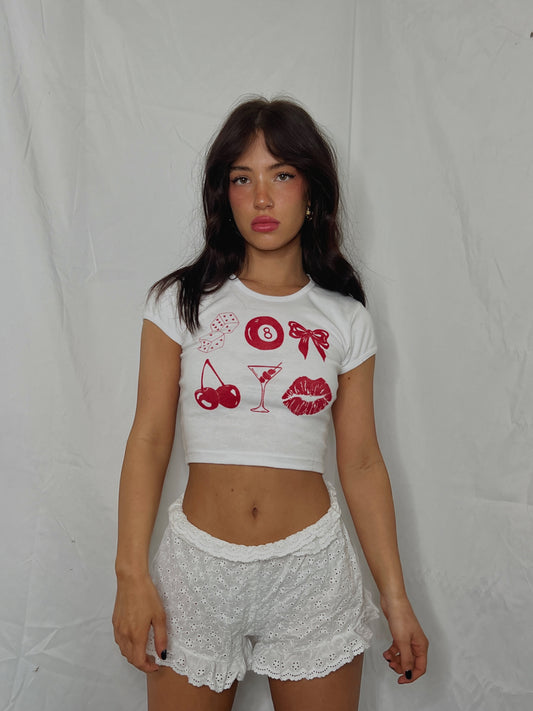 Lucky Baby Tee- Cherry Red