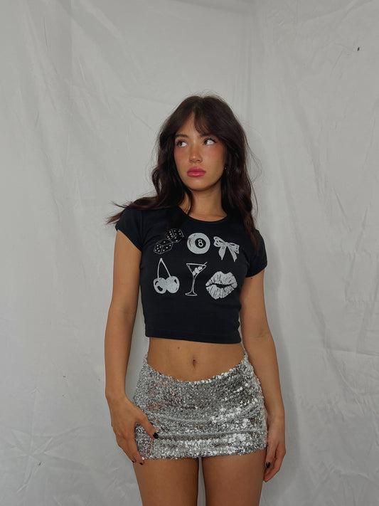 Lucky Baby Tee- Silver